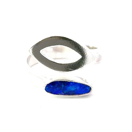 [29576JCSR17opal] Striking Blue Opal Ring In Sterling Silver