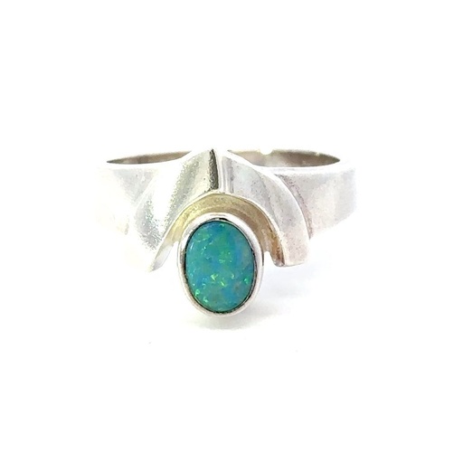 [29576JCSR16opal] Australian Opal Silver Ring Set
