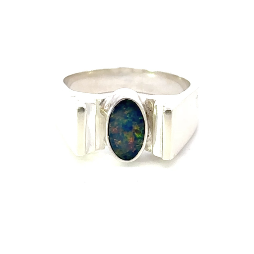 [29576JCSR13opal] Ring Set With A Multi Colour Opal
