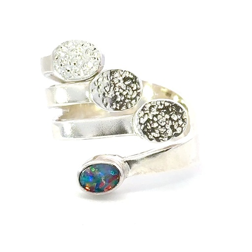 [29576JCSR11opal] Opal Ring In A Unique Sterling Silver Design