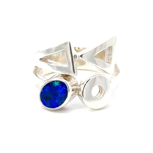 [29576JCSR4opal] Striking Blue Opal Ring In Sterling Silver