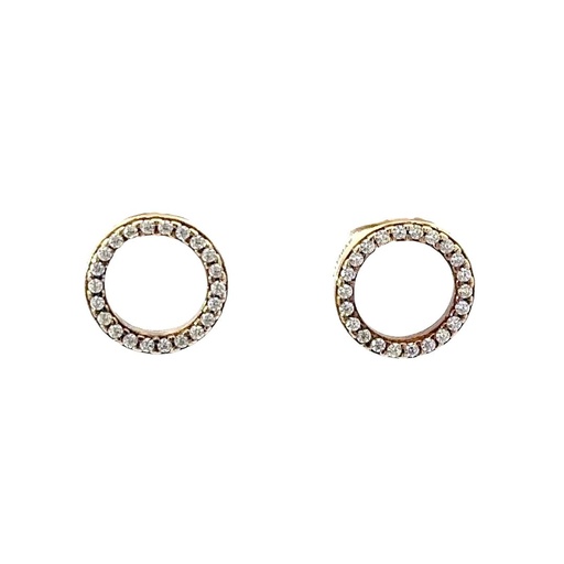 [26456] Circle Of Cubic Zirconias Earrings In Gold Plated Silver