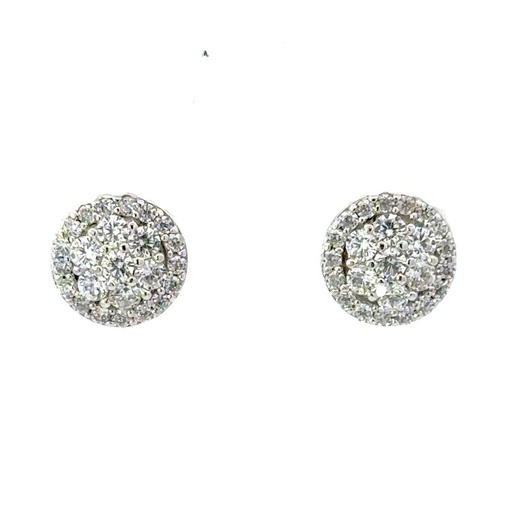 [28311] Cubic Zirconia Cluster Stud Earrings In Silver