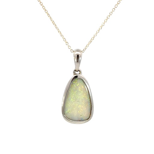 [27026] Solid White Opal Pendant In Sterling Silver