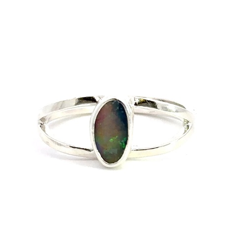 [001570] Opal Ring In Sterling Silver With Split Band