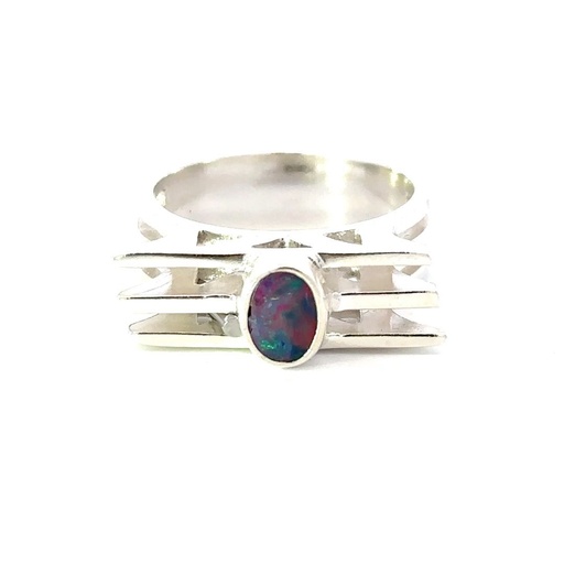 [29576JCSR56opal] Aussie Opal In A Unique Sterling Silver Ring