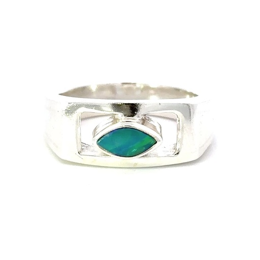 [29576JCSR55opal] Striking Aussie Opal Ring In Sterling Silver