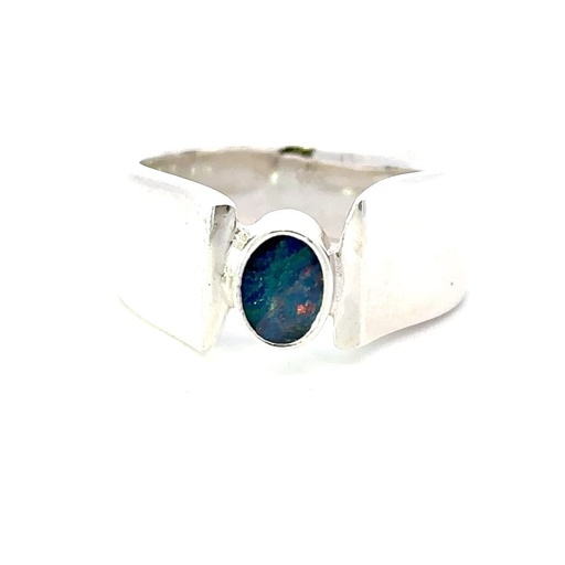 [29576JCSR54opal] Ring With A Unique Australian Opal In Sterling Silver
