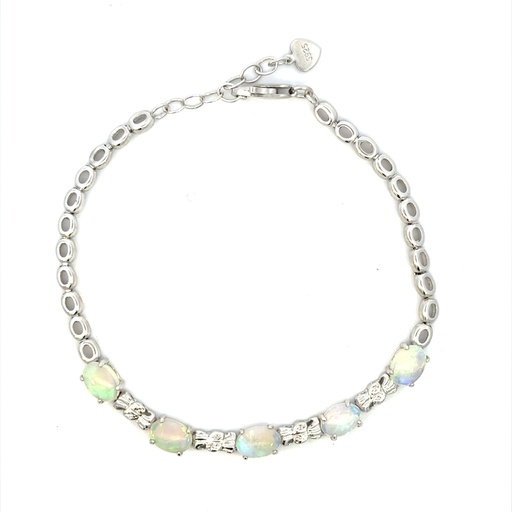 [29326SPGSB5xwhitropal] Solid White Opal Bracelet In Sterling Silver