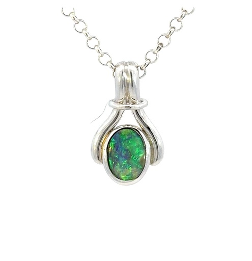 [29185SPG18WGPopal] Striking Opal Pendant In 18K White Gold