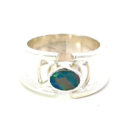 [295762] Ring Set With An Australian Opal In Sterling Silver