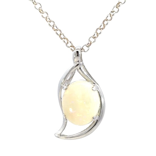 [27059SPGSPwhiteopal] Solid White Opal Pendant In Sterling Silver