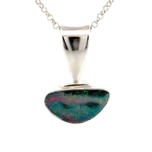 [29578JCSP6opal] Pendant With A Solid Opal Centrepiece In Silver