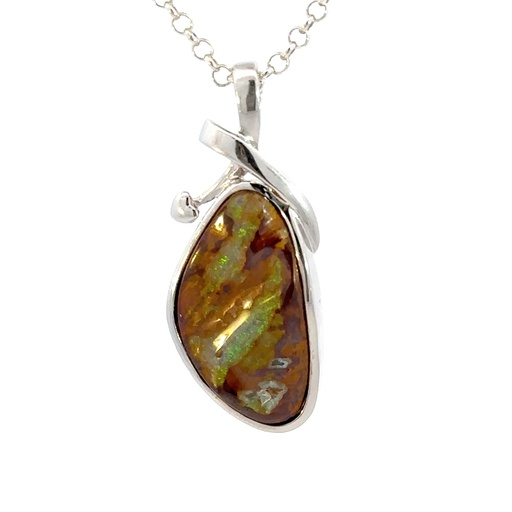 [29296SPGSPbldropal] Australian Boulder Opal Pendant In Sterling Silver