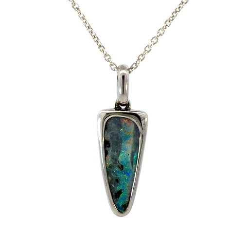 [24612SPGSPbldop] Australian Boulder Opal 3.35ct Pendant in Silver