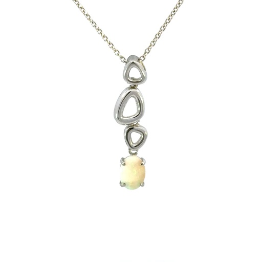 [24632] Solid Aussie Opal Pendant With Organic Shapes In Silver