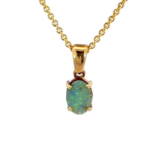 [29183SPG18YP0.86ctBLDOP] Dainty Australian Boulder Opal Pendant Set In 18K
