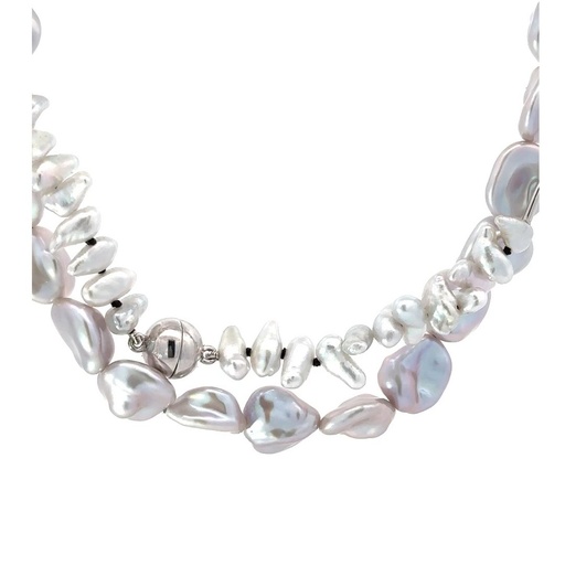 [25139JC9WNKESHI] Keshi Pearl & 9K White Gold Necklace