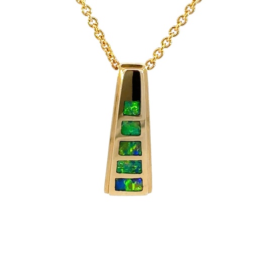 [29174SPG14PopalXTL] Triangular Pendant Inlaid With Crystal Opals In 18K