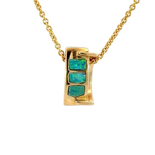 [12345SPG14YPDBTopal] Doublet Opal Pendant In 14K Gold With Contemporary Design