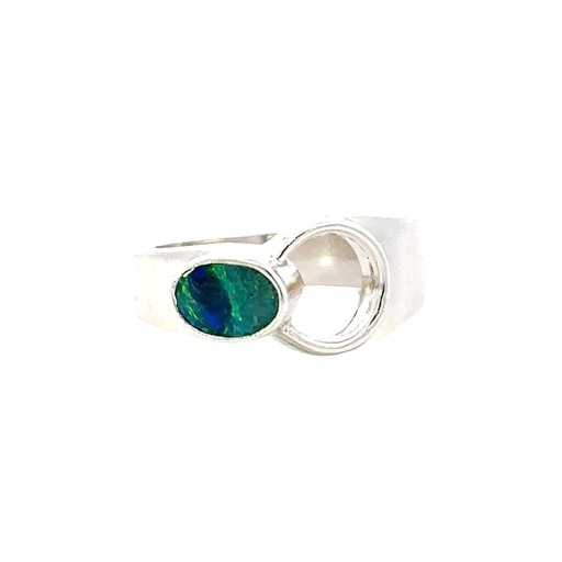 [295763] Aussie Solid Opal Ring In Sterling Silver