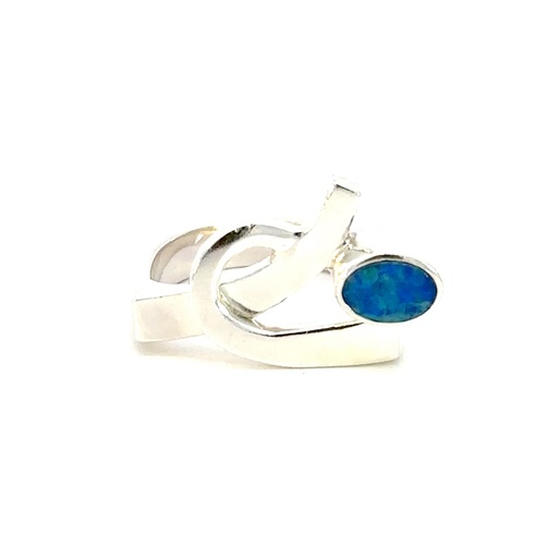 [29576JCSROPALloop] An Aussie Opal Ring In Blues & Greens In Sterling Silver