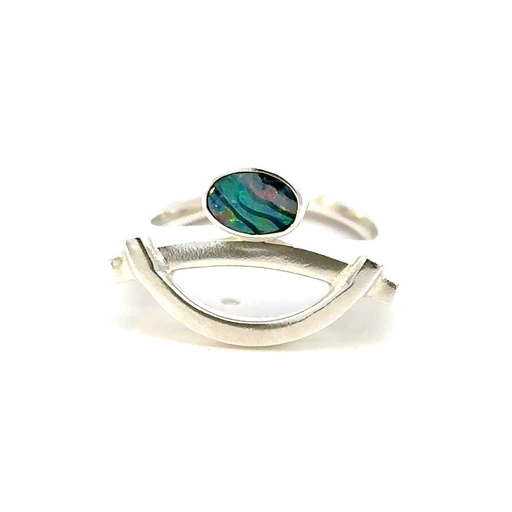 [29576] Ring Set With A Australian Opal Set In Sterling Silver