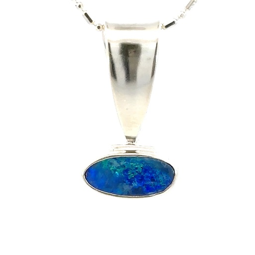 [29578JCSPopaltribail] Australian Opal Pendant In Sterling Silver