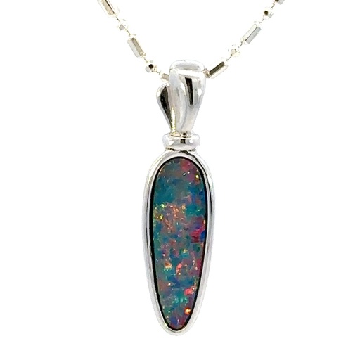 [27040] Australian Boulder Opal Doublet Pendant In Silver