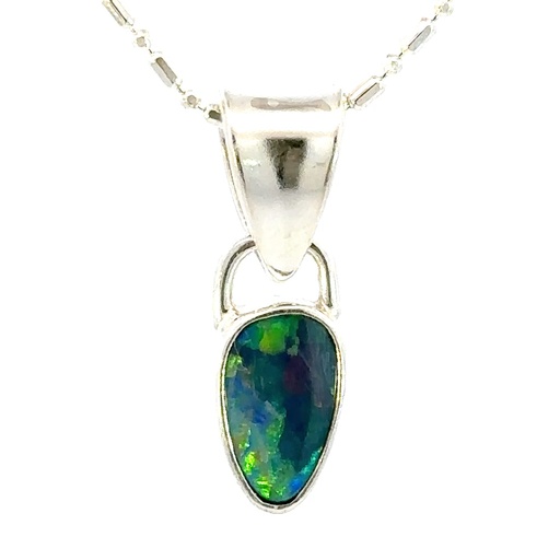 [29576JCSPopal] Opal Pendant | In Blues & Greens Sterling Silver