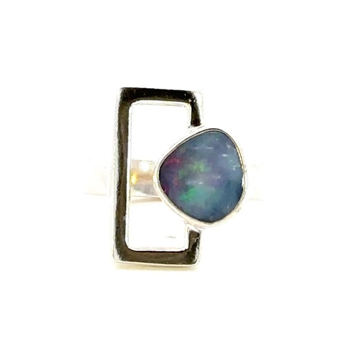 [29576/2] Opal Ring Set With A Rectangular Sterling Silver Frame