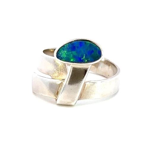 [29576JCSROPAL] Opal Ring In A Unique Sterling Silver Design