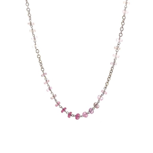 [24911SLEY9WNSAP] Pink Sapphire Necklace In 9K White Gold