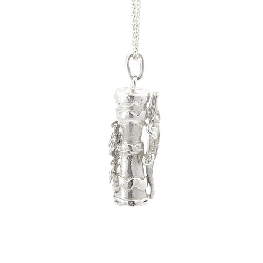 [22101JCSPkunduwithcroc] Kundu Drum Pendant With Crocodile Handle In Silver