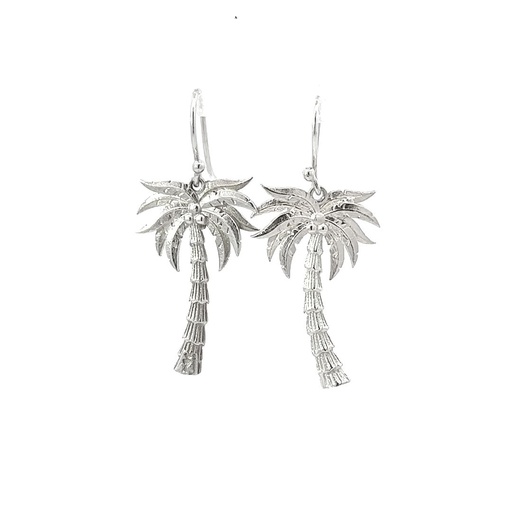 [002703] Coconut Palm Tree Earrings In Sterling Silver