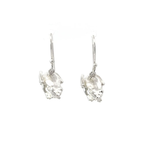 [26218] Green Tree Frog Earrings In Sterling Silver