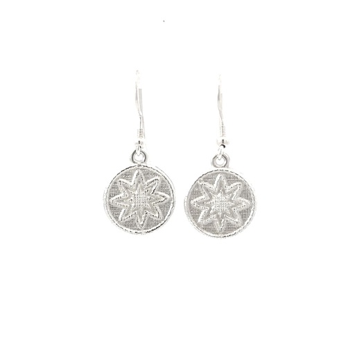 [22630JCSEbasket22159] Starburst Disc Buka Earrings In Silver