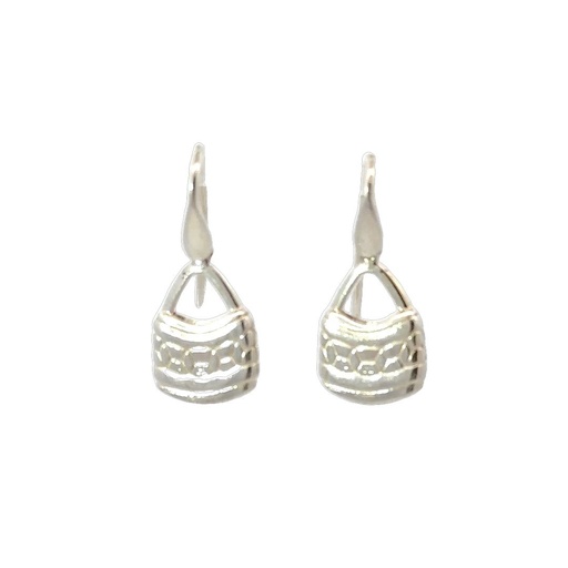 [29725] Bilum Earrings In A Geometric Design In Sterling Silver