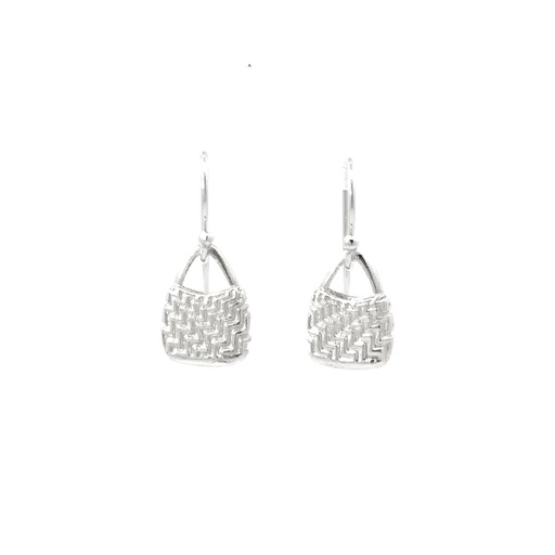 [29725] Earrings | Woven Step Bilum In Sterling Silver