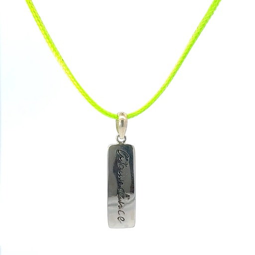 [27853JCSNgreen] Silver Pendant | "Abundance" With Lime Green Cord