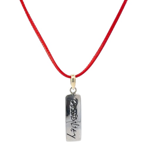 [27853] Silver Pendant | "Possibility" On Red Cord