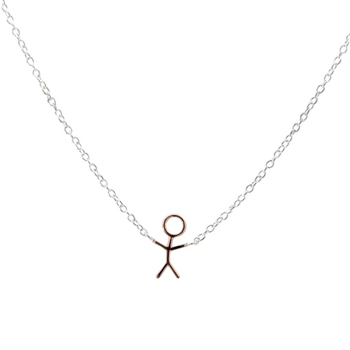 [21283stickfigure] Petals Plated Stick Figure Silver Necklace