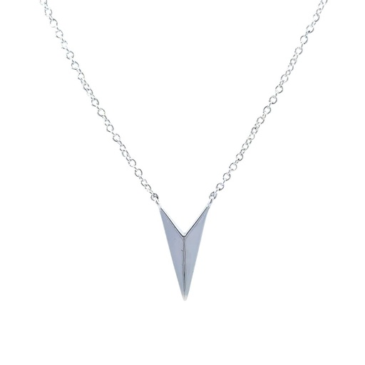 [26410dearad] Sterling Silver Pendant With V Design