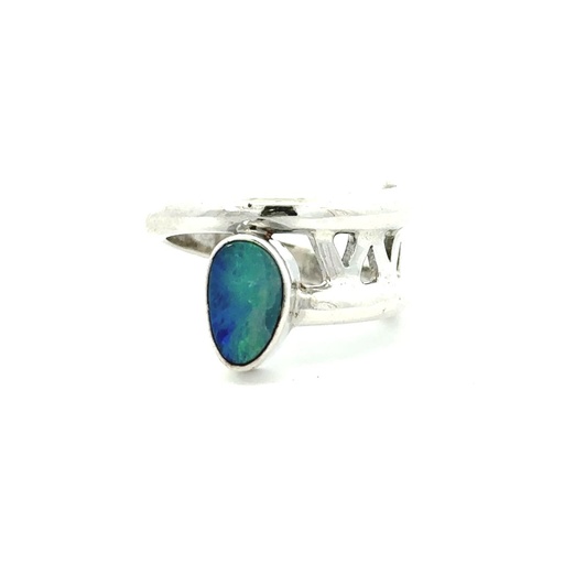 [000045] Doublet Opal Ring, Reminiscent Of An Island Shoreline In Silver