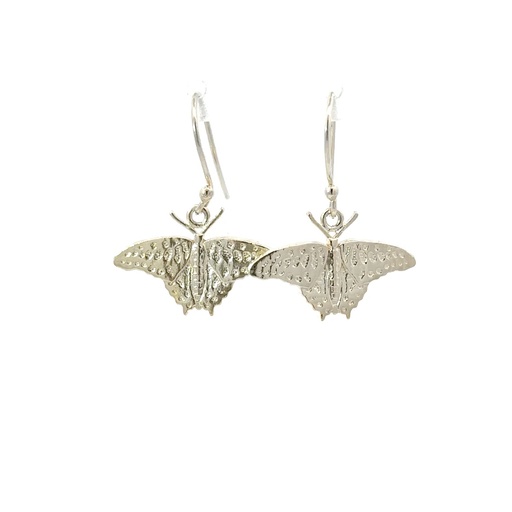 [000056] Green Triangle Butterfly Earrings In Sterling Silver