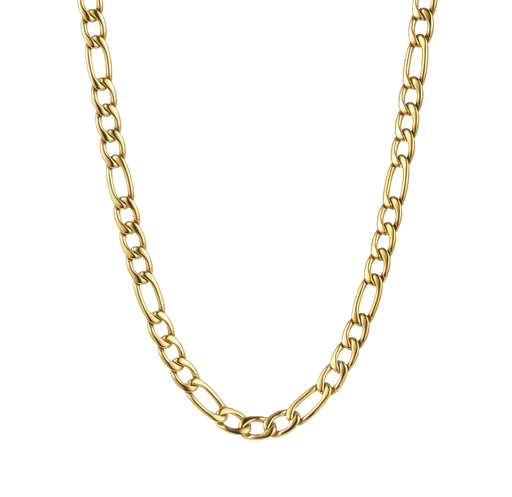 [000077] Stainless Steel & 14K Gold Figaro Chain for the Modern Man