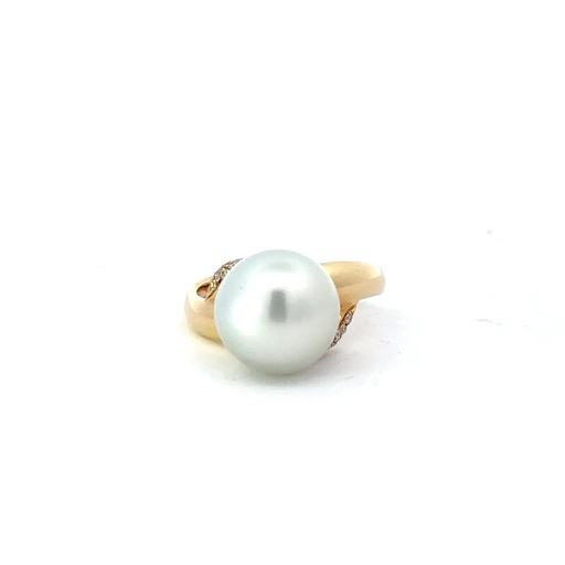 [25593SPG18YRSSPSILVERDIA] South Sea Pearl & Diamond Ring In18K Yellow Gold