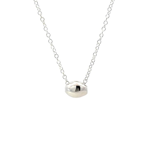 [000129] Silver Necklace With Silver Pebble Pendant