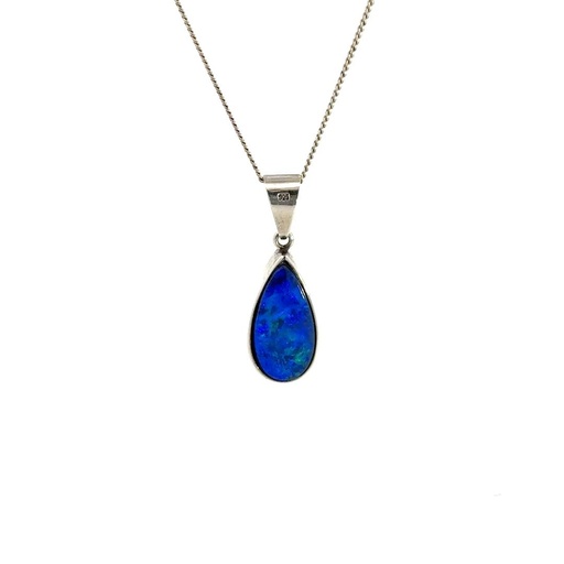 [000183/24611] Opal Doublet Pendant And Chain In Silver