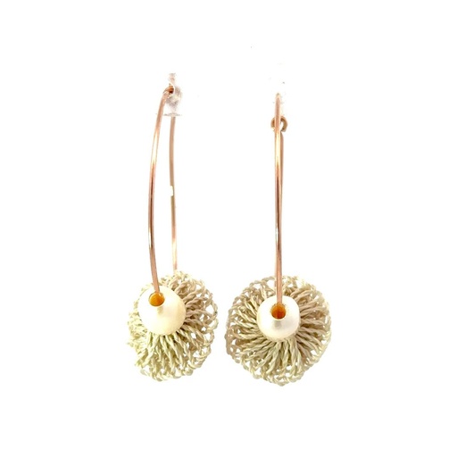 [000199] Pearl Hoop Earrings By Bilum & Bilas